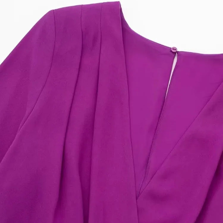 Bohemian Solid V-Neck Dress Women Elegant Flared Sleeve Female Midi Dresses New Spring Loose Beachwear Vintage Casual Vestidos