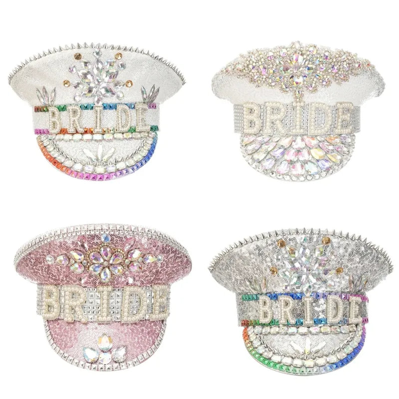 Cappello da sposa rineschi per il cappello da paillettes di novità per novità per nozze per la doccia da sposa