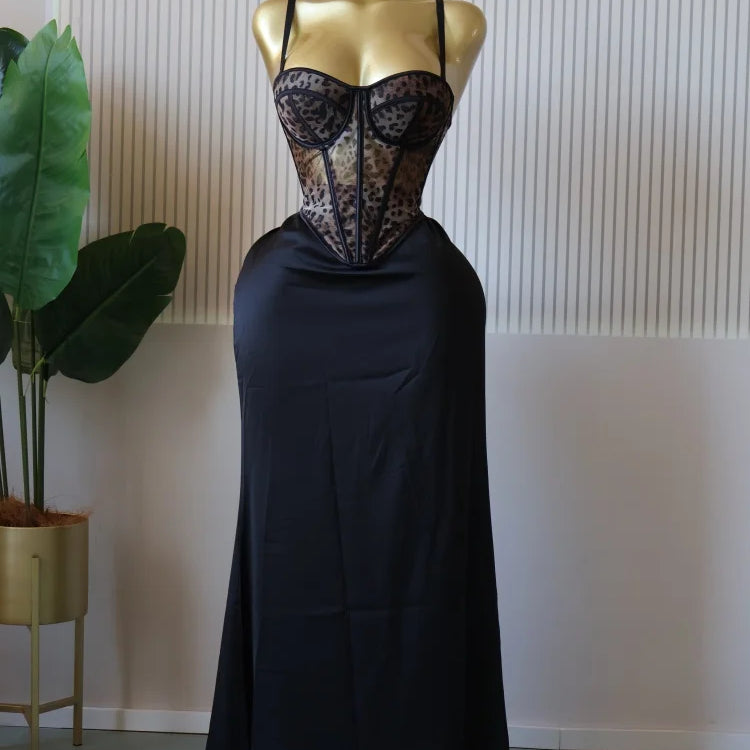 CM.YAYA Women's Dress Set Print Bow Corset Top and Maxi Long Skirt Suit 2025 Summer Elegant Evening Two 2 Piece Set Outfits