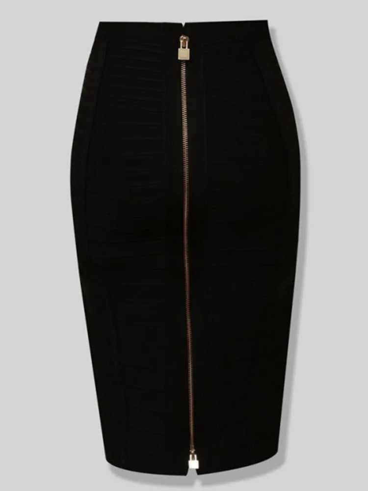 Shipping Plus Size XL XXL Summer Fashion Sexy Zipper Bandage Skirt 2022 Designer A Line Bodycon Pencil Skirt Faldas 58cm