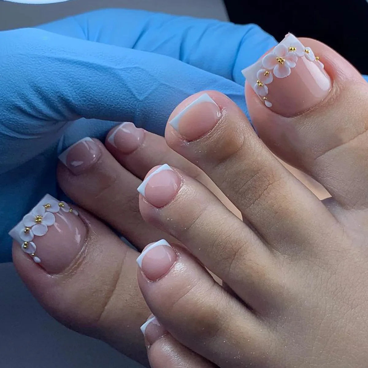 24pcs/set hot teo fake nails for summer season glitter rhinestones flowers bow Leopard watermelon pattern press on false nails