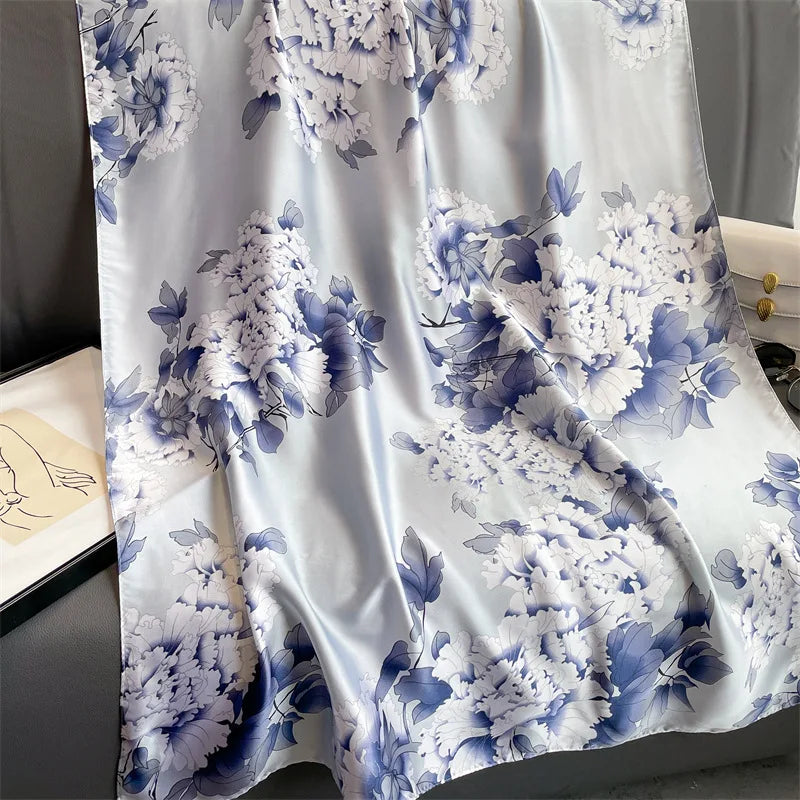 Europe United Hot Women Luxury 180*90cm Women Silk Scarf Female Beach Shawl Bandanna Foulard Muffler High Quality Scarves Wraps XL147-2 180X90cm