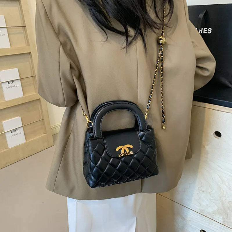 Textured Rhombus Chain Bag Women's 2025 New Spring Fashion Shoulder Bag Commuter Casual Messenger Bag Bag Bag