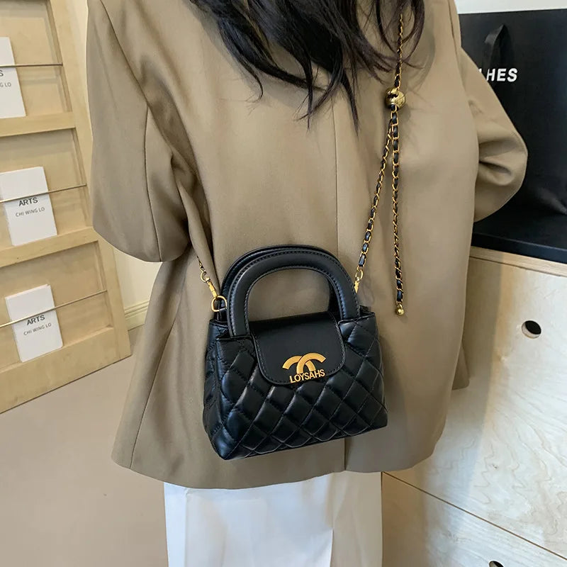 Textured Rhombus Chain Bag Women's 2025 New Spring Fashion Shoulder Bag Commuter Casual Messenger Bag Bag Bag