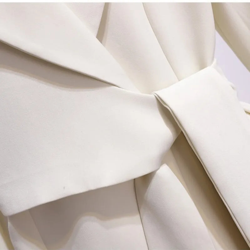 Blazer Women Spring Fashion Women Clothing Suit Skirt Jacket Belt Waist Slim Suit Women Blazer Long Coat Black Blazers