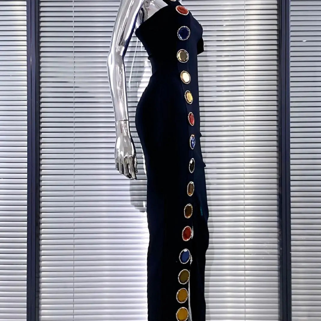 Women Sexy Halter Off the Shoulder Shinning Sequined Bodycon Long Bandage Dress Celebrate Evening Party Birthday Fashion Outfit