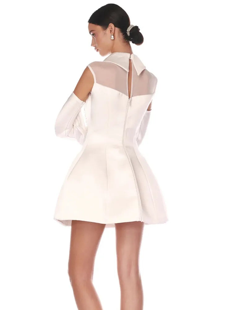 Luxury Women Celebrity Sexy Tank White Pearl Diamonds A Line White Mini Bodycon Dress Elegant Evening Club Party Dress