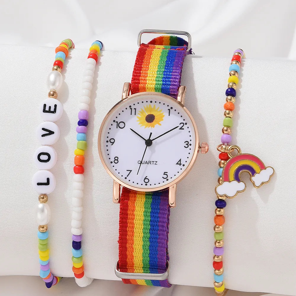 Mode luxe dameskwarts kijkt naar dames regenboog kleurstof riem polshorloge voor vrouwen stijlvolle jurk Reloj mujer