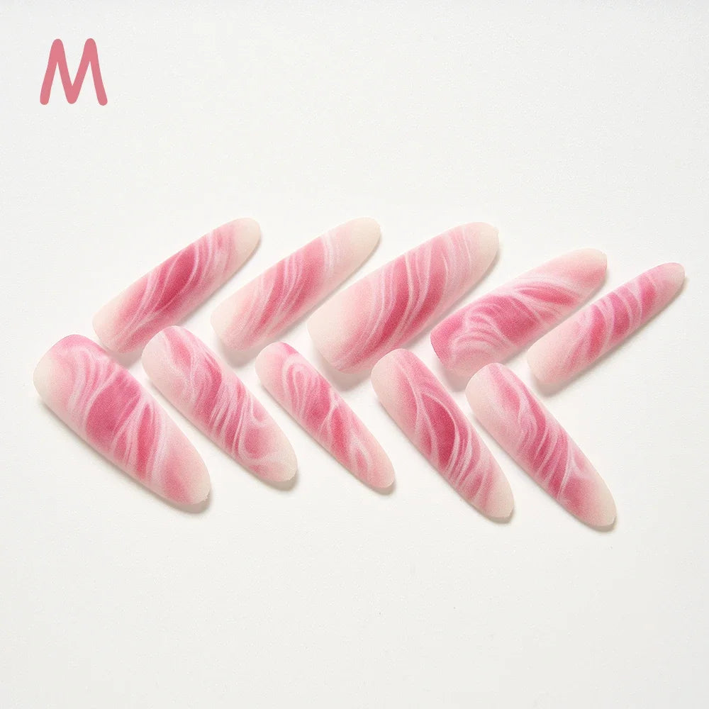 10Pcs/set Lucky Nine-tailed Fox Printed Chinese Style False Nails Long Press-on Acrylic Fakes Nails Adhesive Unique Design