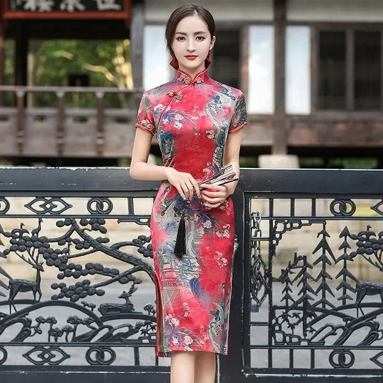 Cheongsam Qipao Fashion Clothes Casual Elegant Ethnic Style Vintage Dress for Women Streetwear Women Clothing Party Chinese