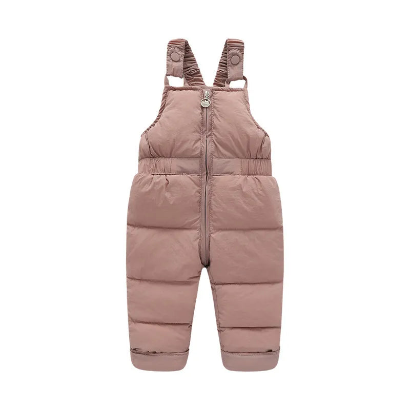 Children Autumn Winter Down Pants Thicken Warm Boys Girls Rompers Baby Down Trousers Kids Casual Trousers 1-5 Years Pink