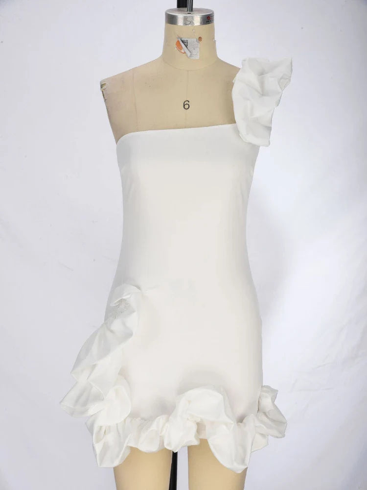 Elegant Party Evening Prom Dress Flower Patchwork Pleated Mini Dresses for Women 2023 Sleeveless Sexy Summer Dress Black White