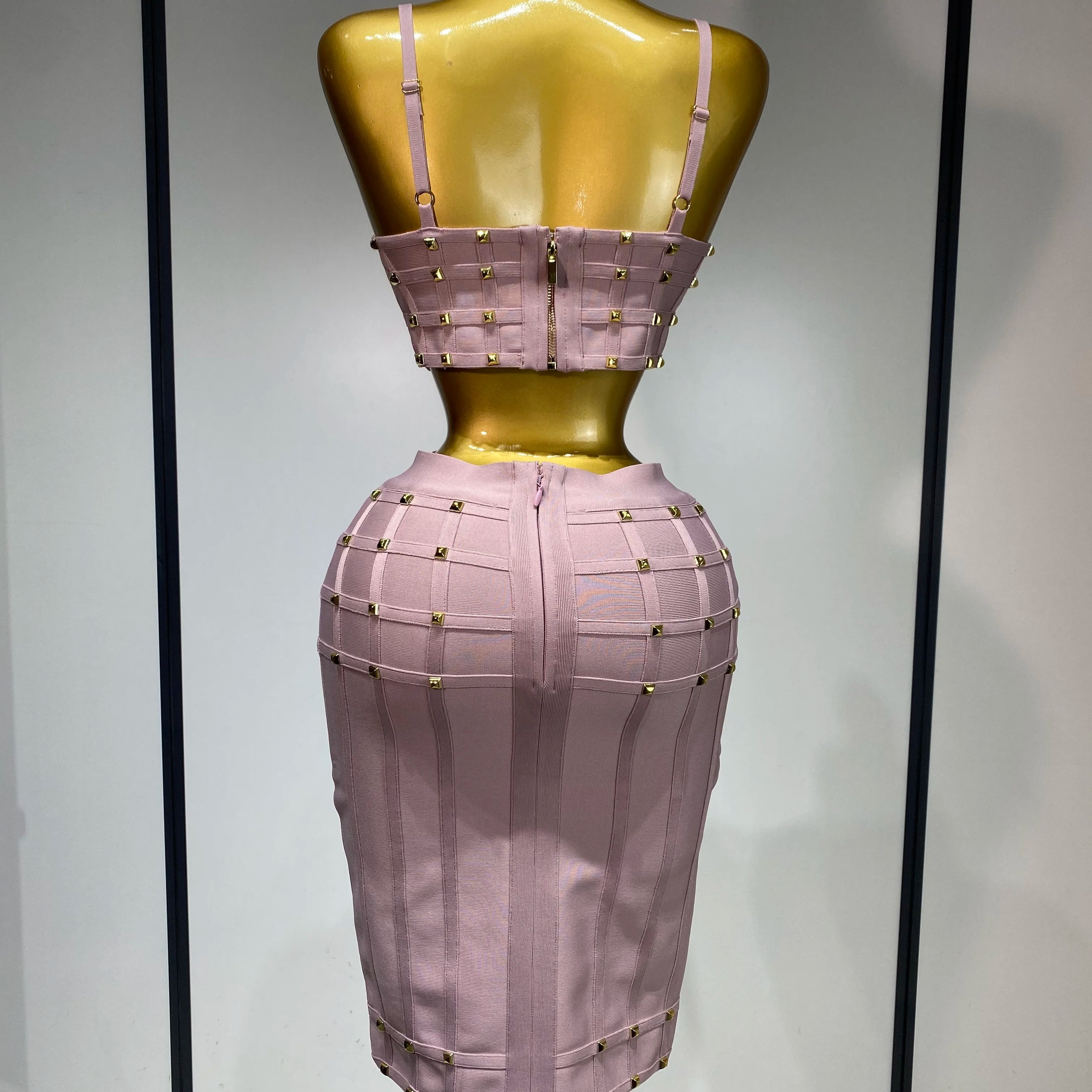 High Quality Women Sexy Luxury Birthday BandageTwo Piece Set Evening Party Prom Gown Celebirty High Street Club Party Outfit