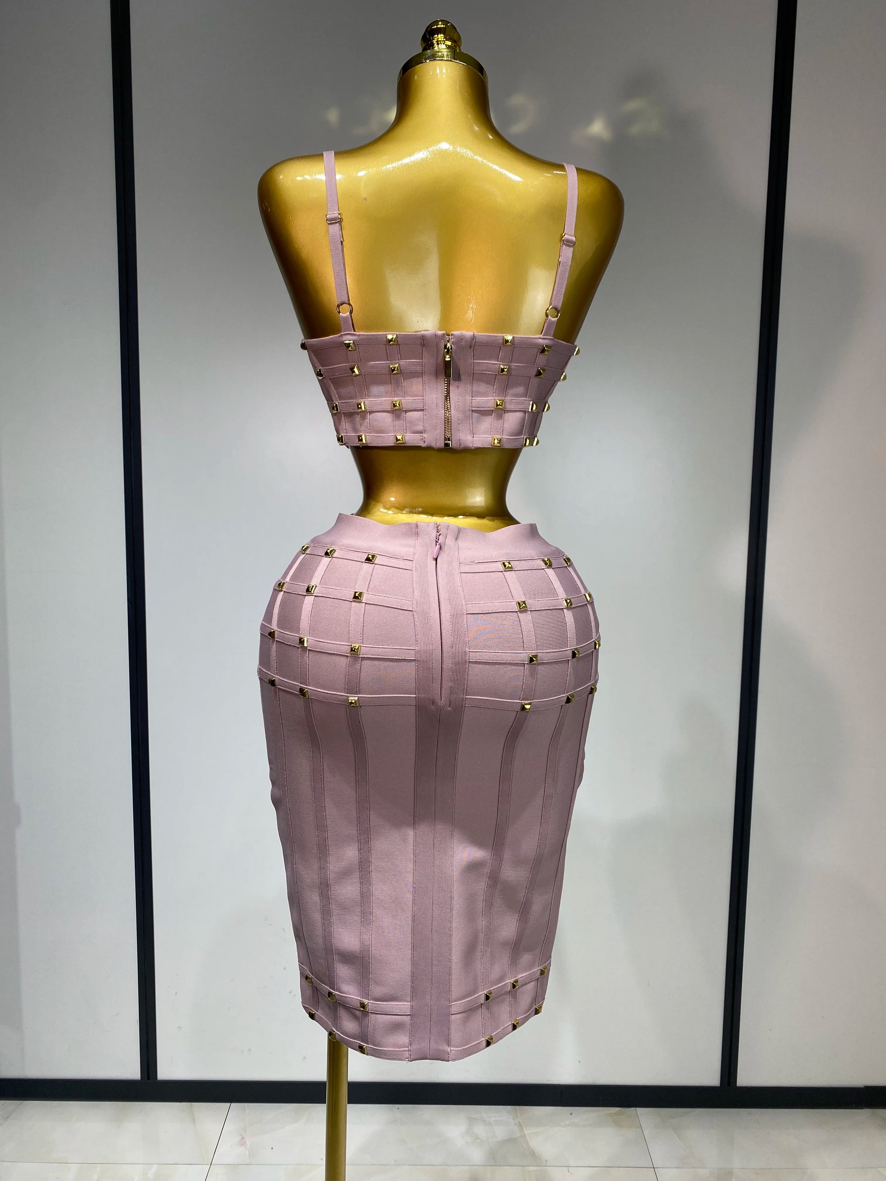 High Quality Women Sexy Luxury Birthday BandageTwo Piece Set Evening Party Prom Gown Celebirty High Street Club Party Outfit