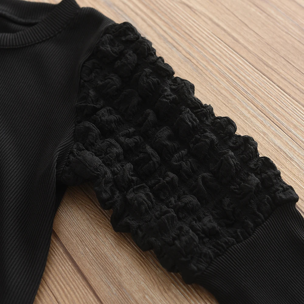 Girls' Set Autumn New Children's Round Neck Top+Bow Plaid Short Skirt+Hat Three Piece Children's Fashion Set