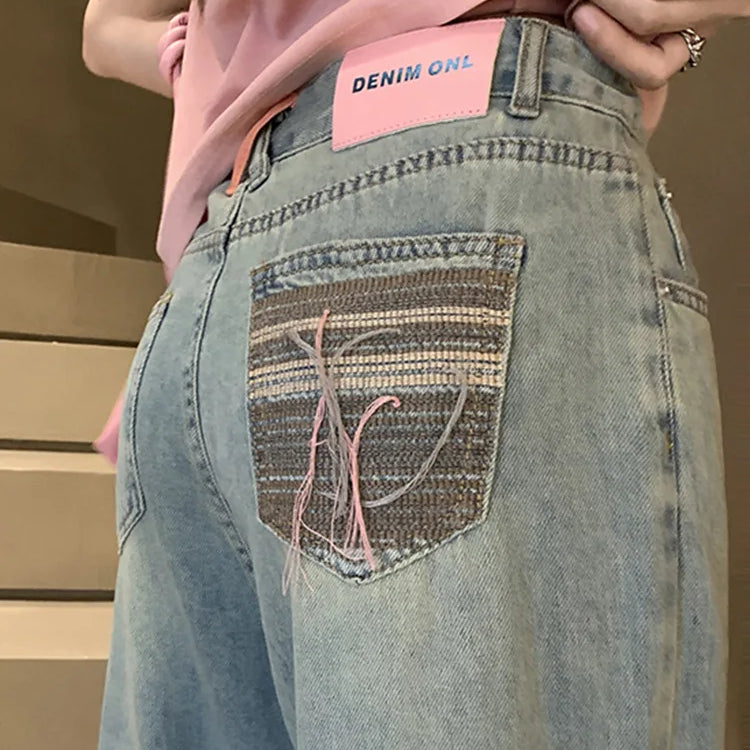 Light Color Niche High Waist Drape Soft Jeans Korean Version of Thin Straight Pants Women