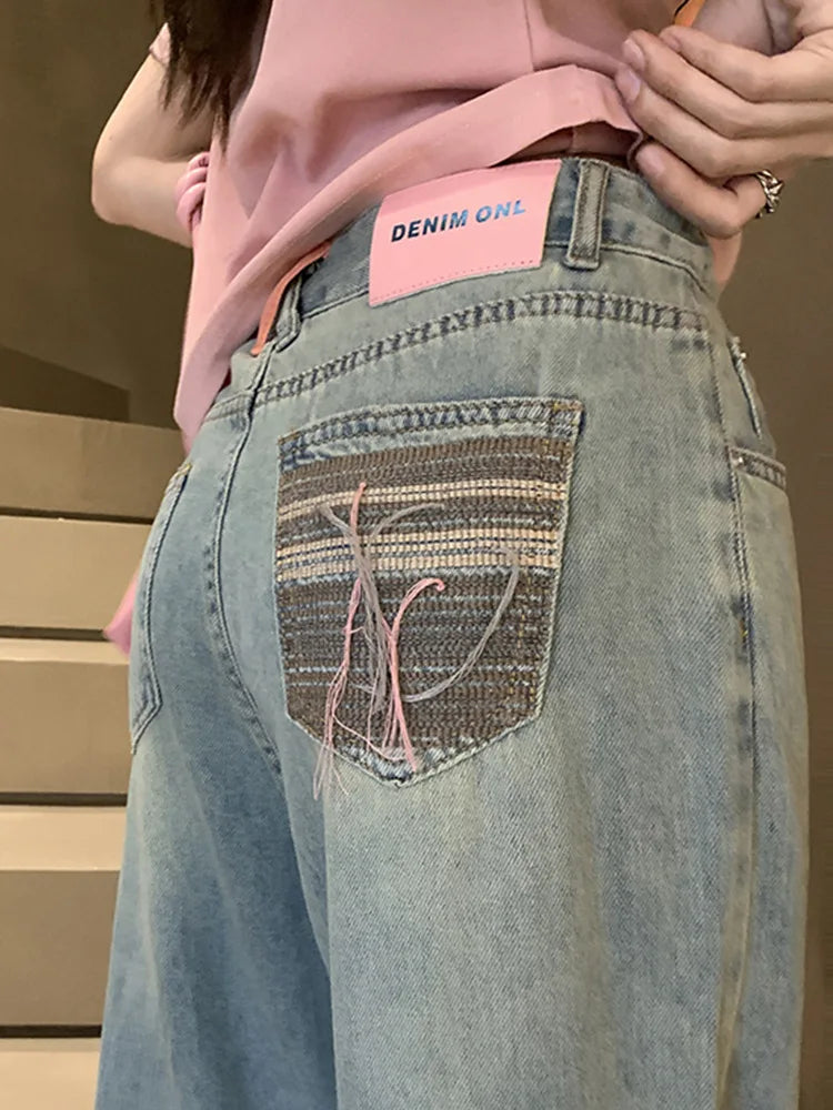 Light Color Niche High Waist Drape Soft Jeans Korean Version of Thin Straight Pants Women