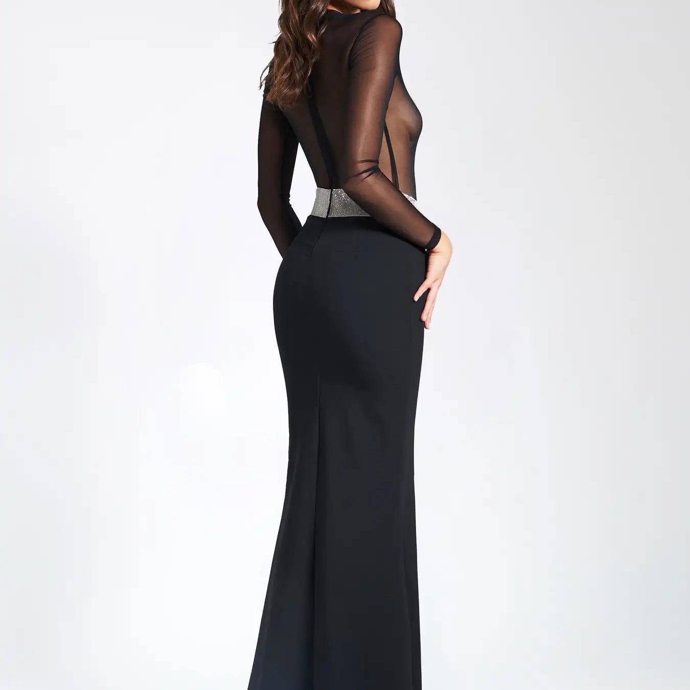 2023 New Arrival Women Long Sleeve Sexy Mesh See Through Bodycon Bandage Mermaid Dress Nightclub Party Celebrate Dress