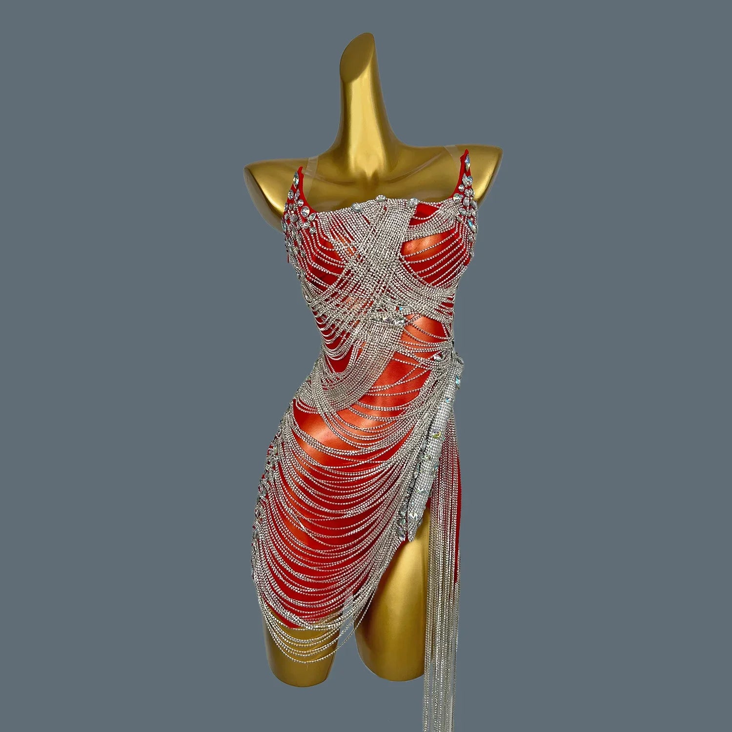 Sexy Halter Diamond Black Girls Party Mini Dress Luxury Tassel Beads Draped Cocktail Dress For Women Birthday Party Dress Luoli Red