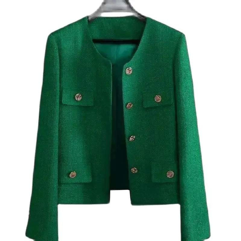 Spring Autumn Women's Blazers 2024New Elegant Slim Cropped Streetwear Green Suit Coat Fashion Ladies Jackets Outwear Female Tops