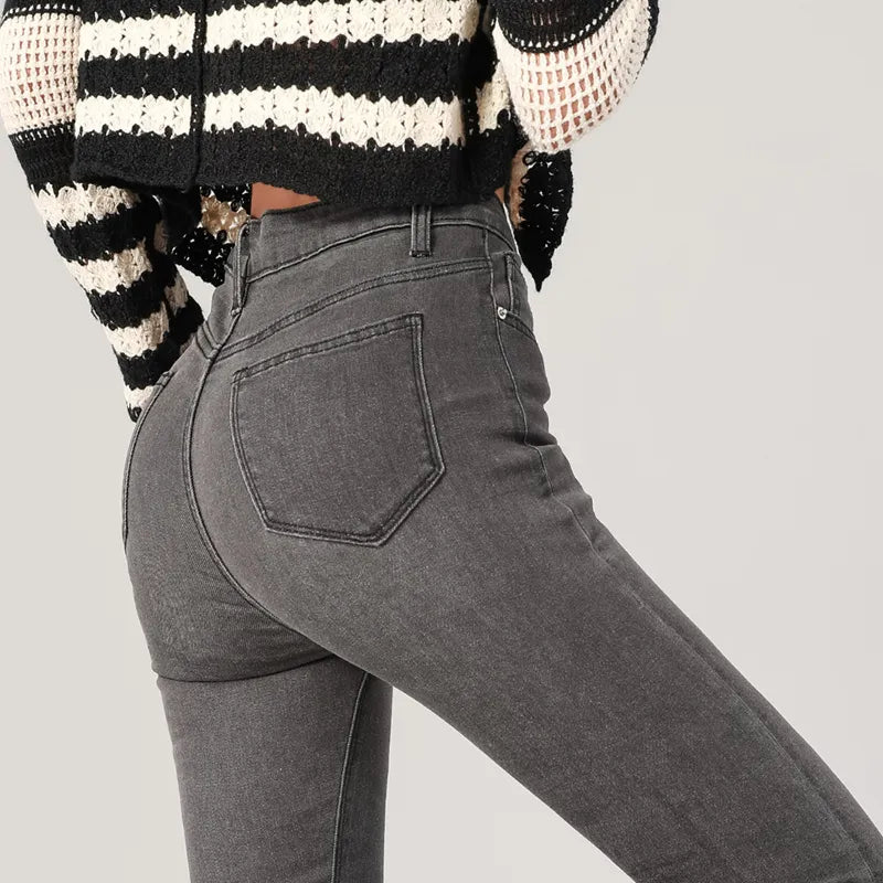 Fashion Women's Slim Skinny Jeans Comfortable Stretch Casual Solid Colours Pencil Pants Female Black Denim Trousers