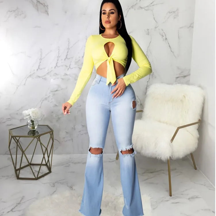 Plus Size Blue Washed Flare Denim Mom Jeans for Women Winter Spring Clothes Skinny Side Stripe High Waisted Sequined Pant Y2K 2093 light blue
