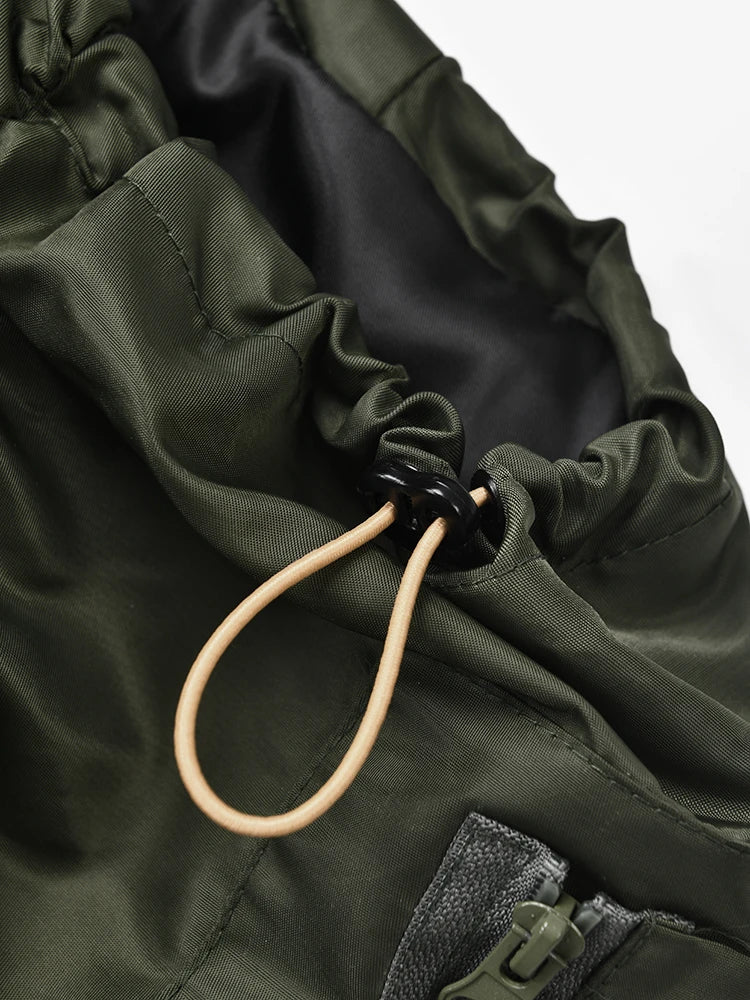 DEAT Fashion Women's Jackets Hooded Off The Shoulder Drawstring Contrast Stitching Midriff-baring Coat Autumn New 7AB303