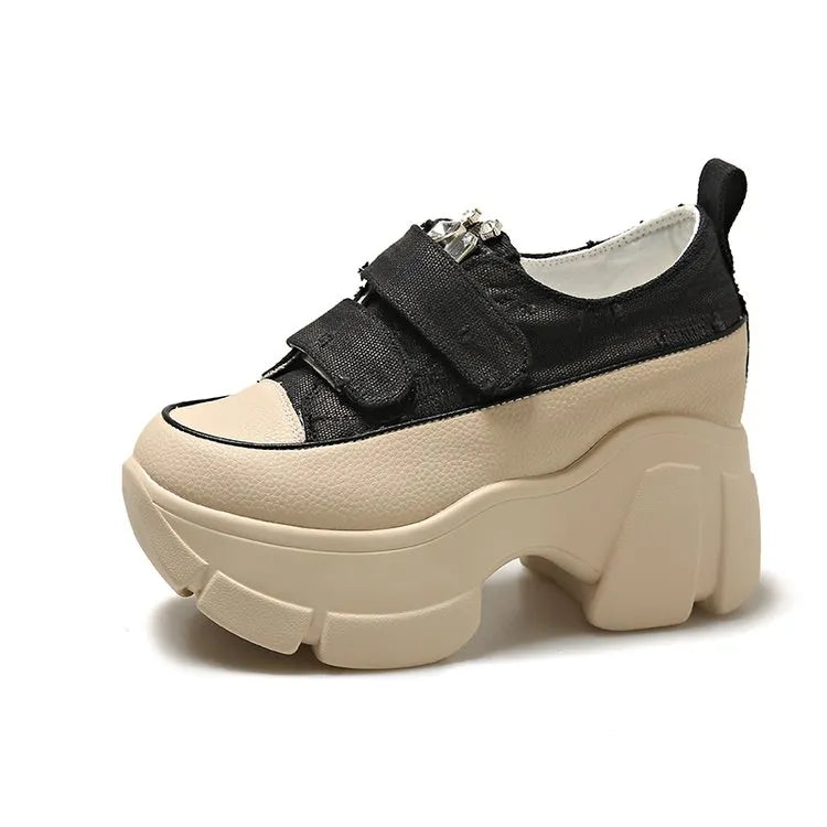 Shoes for Women Solid Women's Vulcanize Shoes Outdoor Women Sneakers Flat Heel Platform Sneakers Preppy black