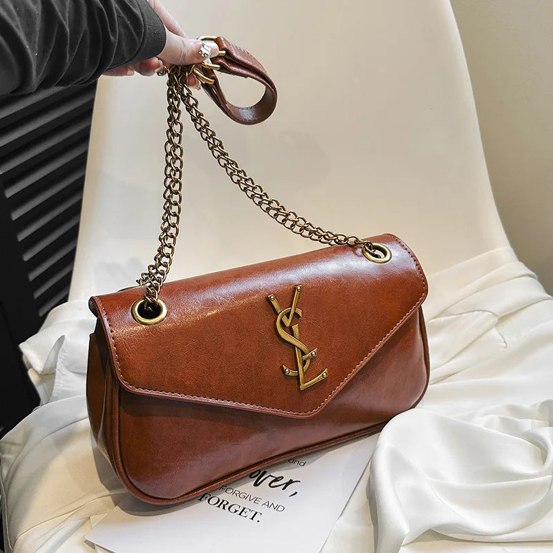 2025New Arrival Mini Envelope Bag Women's Vintage Chain Underarm Bag Stylish Texture Convertible Shoulder/Crossbody,Light Luxury