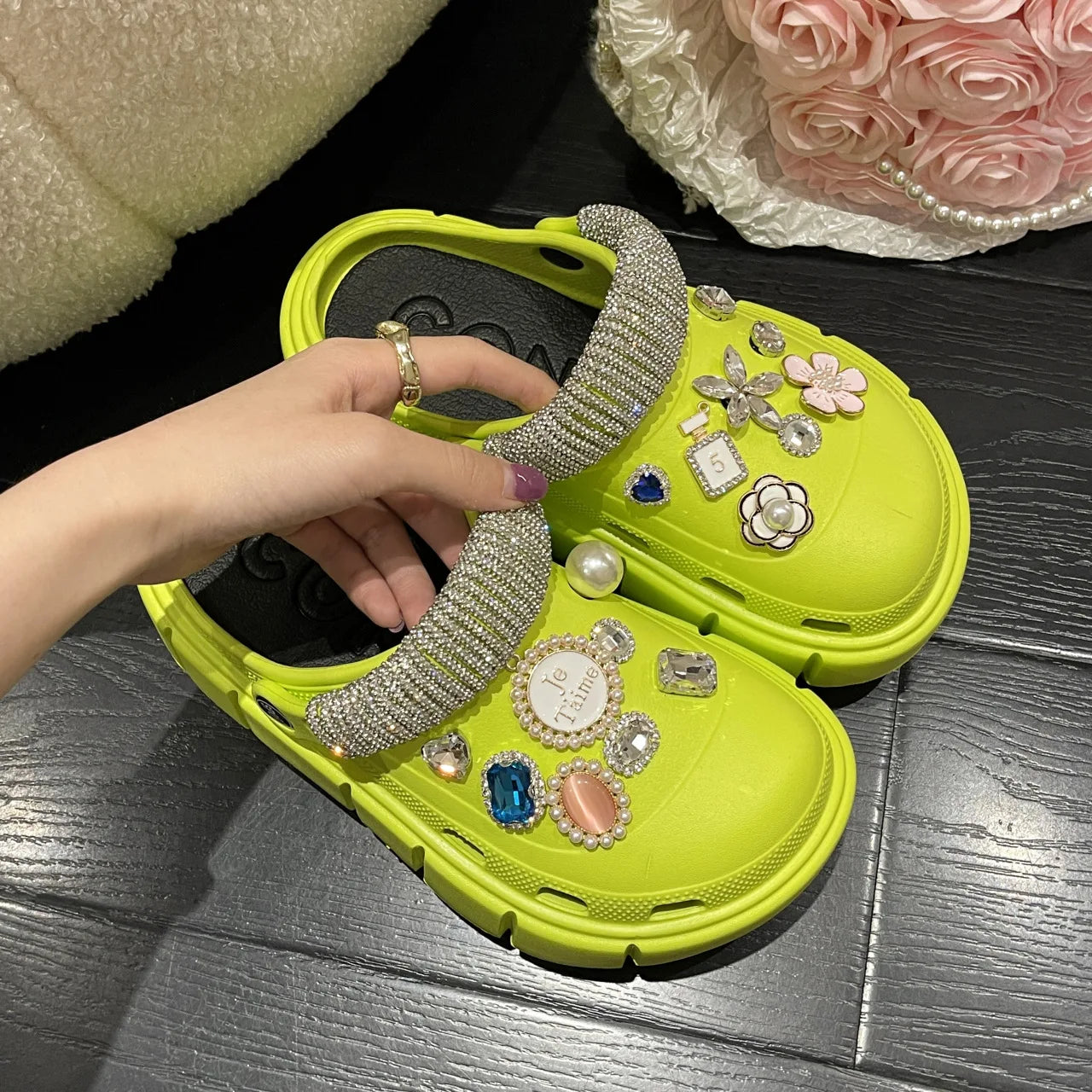 Platform Slippers Summer Women's Sandals 6cm Wedges Ladies Outdoor Clogs Thick Street Beach Slides Girls Flip Flops Garden Shoes green DIYzuanhua