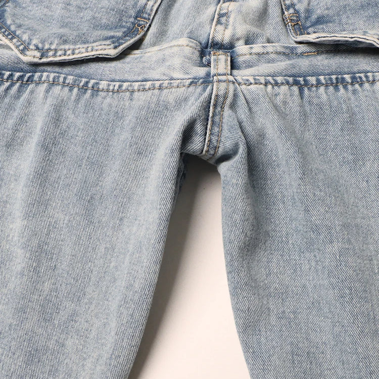 Irregular Hollow Out Spliced Button Jeans For Women High Waist Patchwork Zipper Streetwear Denim Long Trousers Female Style