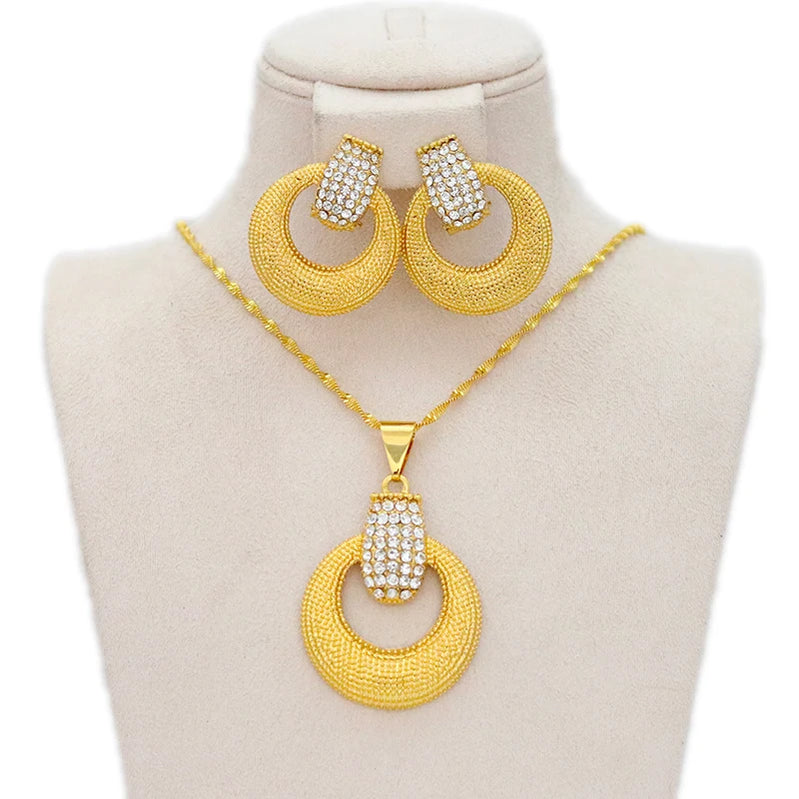 Dubai Jewelry Sets for Women 24k Gold Color Love Ethiopian African Heart Necklace Earrings Sets Arab Bridal Dowry Jewelry Ethiopia Jewelry 5
