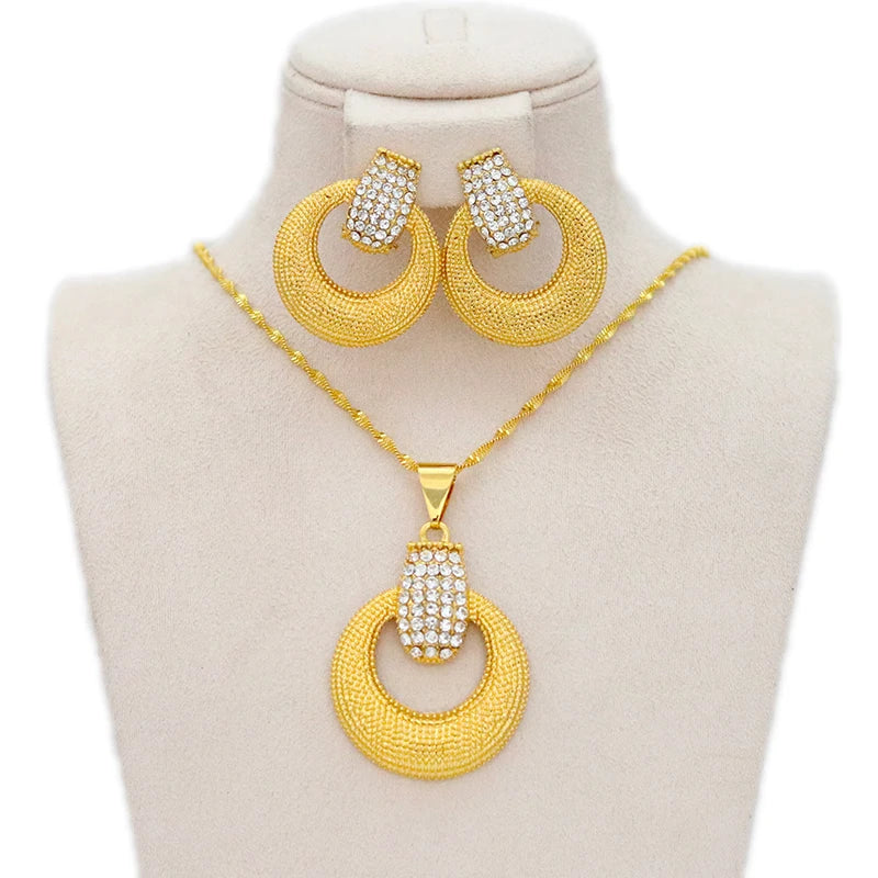 Dubai Jewelry Sets for Women 24k Gold Color Love Ethiopian African Heart Necklace Earrings Sets Arab Bridal Dowry Jewelry Ethiopia Jewelry 5