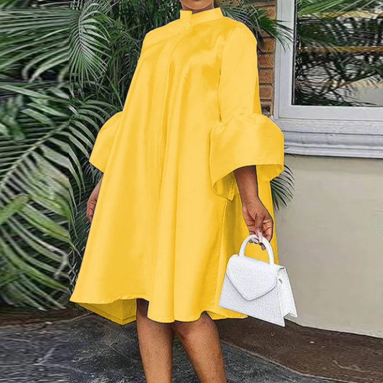 Women Loose Shirt Dress Puff Sleeves White Dresses Summer Autumn Fashion Casual Classy Holiday Robes Large Size 3XL Tunic 2023 Yellow