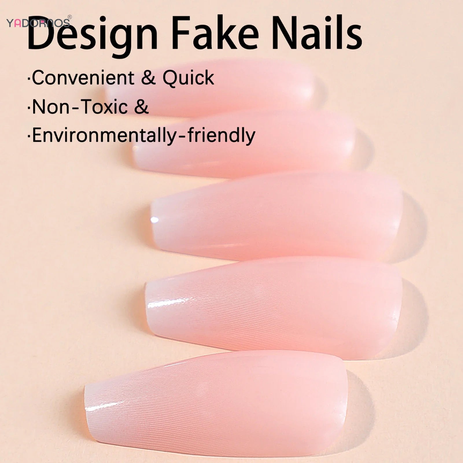 Gradient Pink Fake Nails 24Pcs Medium-length Coffin Press On Nails Sweet Girls Charm Manicure Full Cover Acrylic False Nails