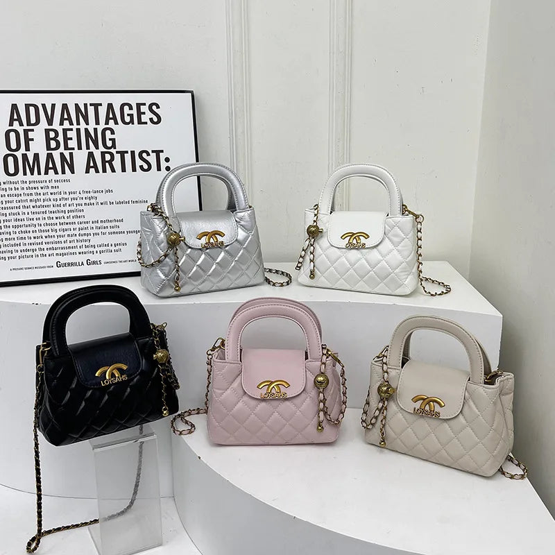 Textured Rhombus Chain Bag Women's 2025 New Spring Fashion Shoulder Bag Commuter Casual Messenger Bag Bag Bag