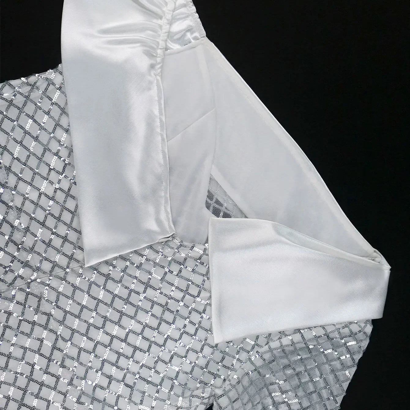 Women White Dress Sequined Plaid Bodycon Irregular Sleeves Lining Off Shoulder Occasion Gowns African Female Birthday Plus Size