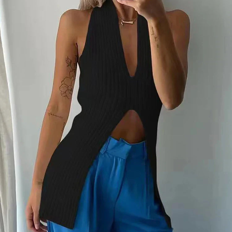Heliar Women Ribbed Chic Design Tank Top Women Knitted Halter Sexy Tops Camis Tube Tops Women Summer