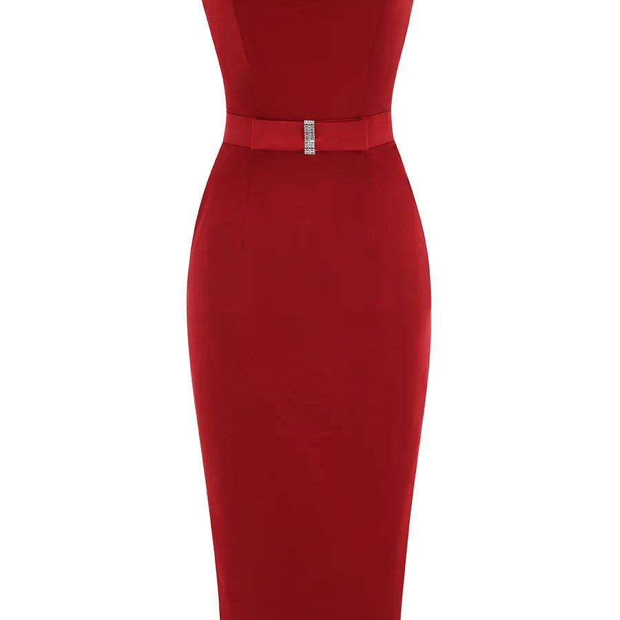 Arrival Women Sexy Strapless Bow Bodycon Mid-calf Dress Celebrate Birthday Party Date Cocktail Outfit