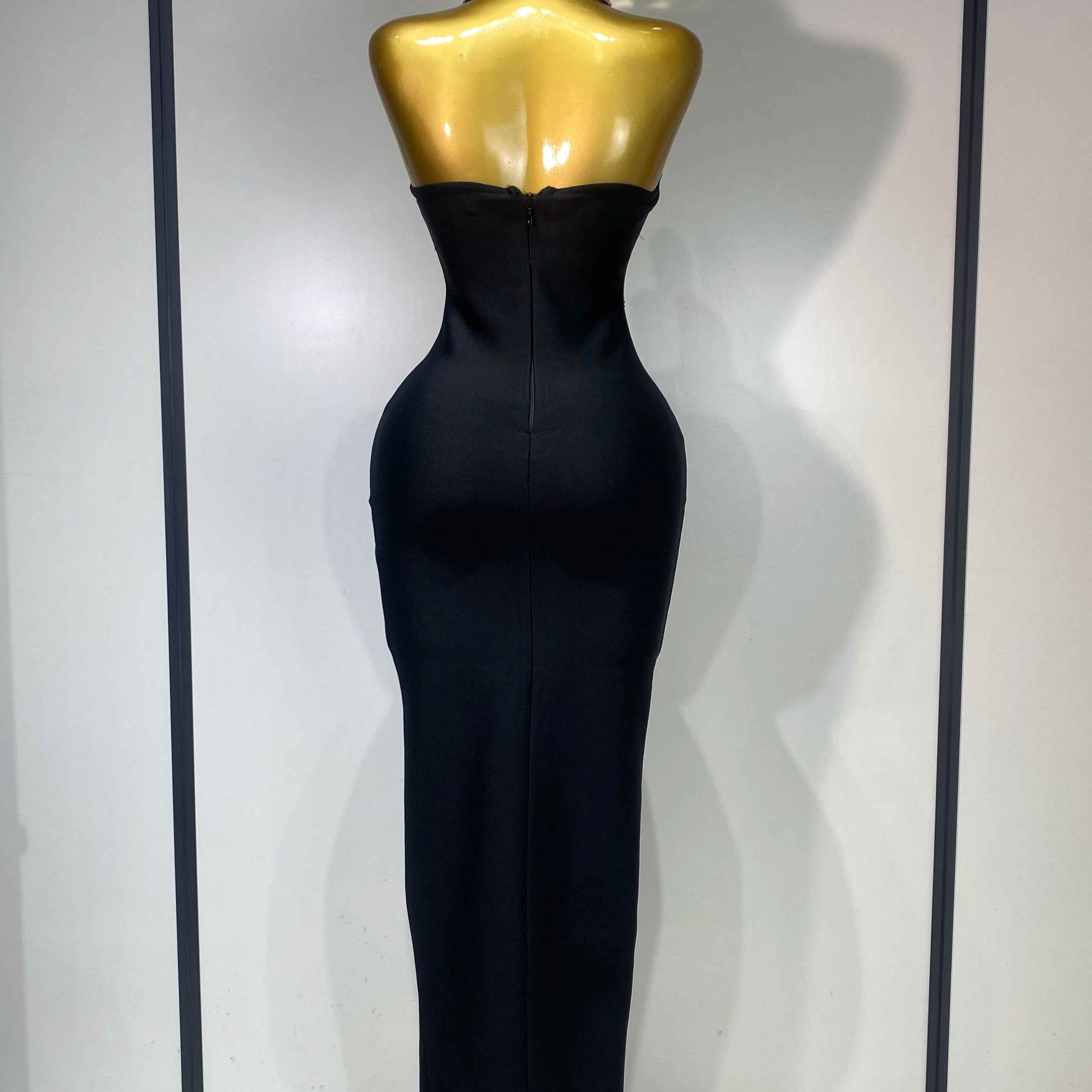 Women Elegant Bandage Bodycon Dress Halter Rhinestons Elastic Dress Luxury Birthday Celebrity Evening Club Party Wedding Dress