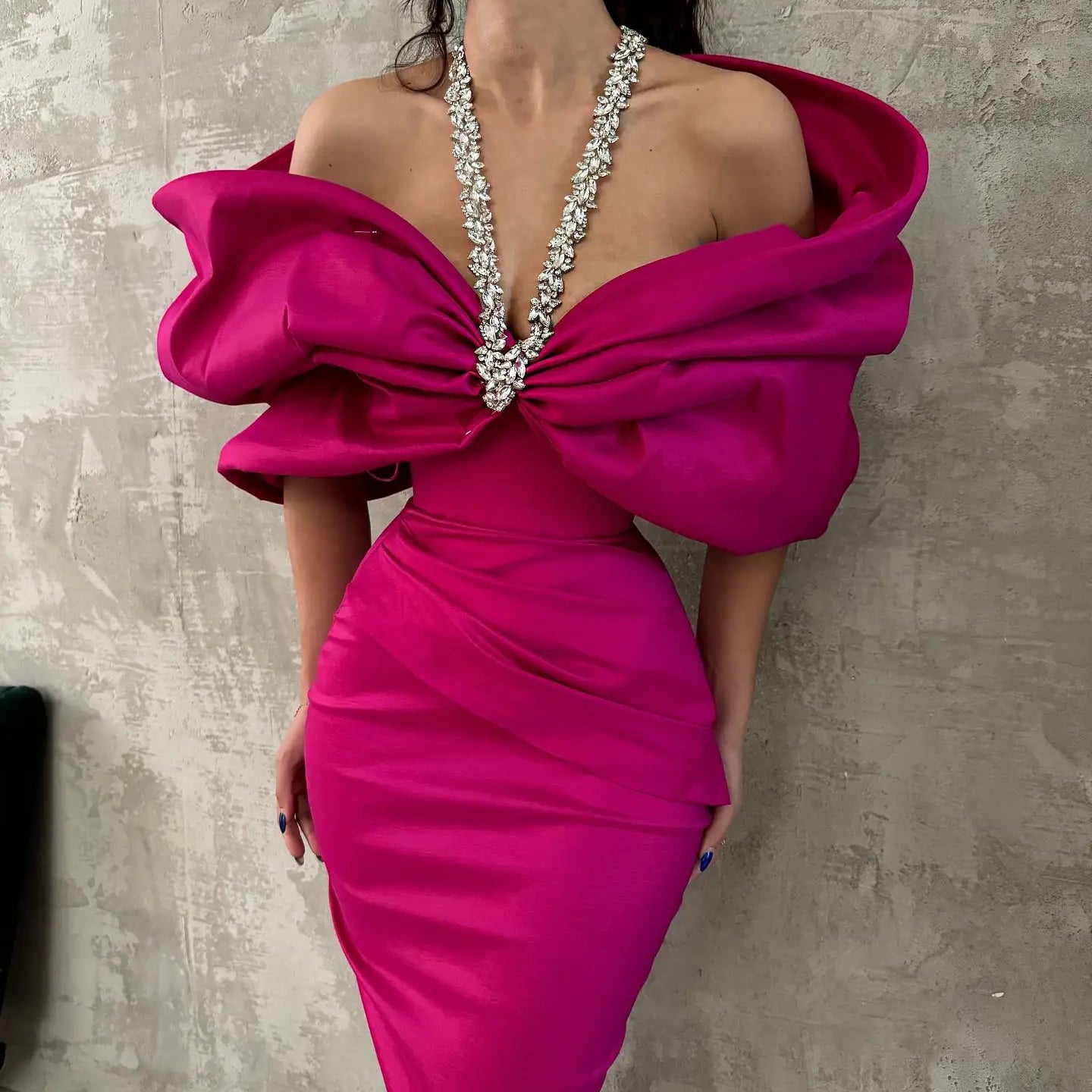 Red Black Women Sexy Halter Off the Shoulder Crystal Ruffles Bodycon Long Bandage Dress Nightclub Party Birthday Celebrate Wear