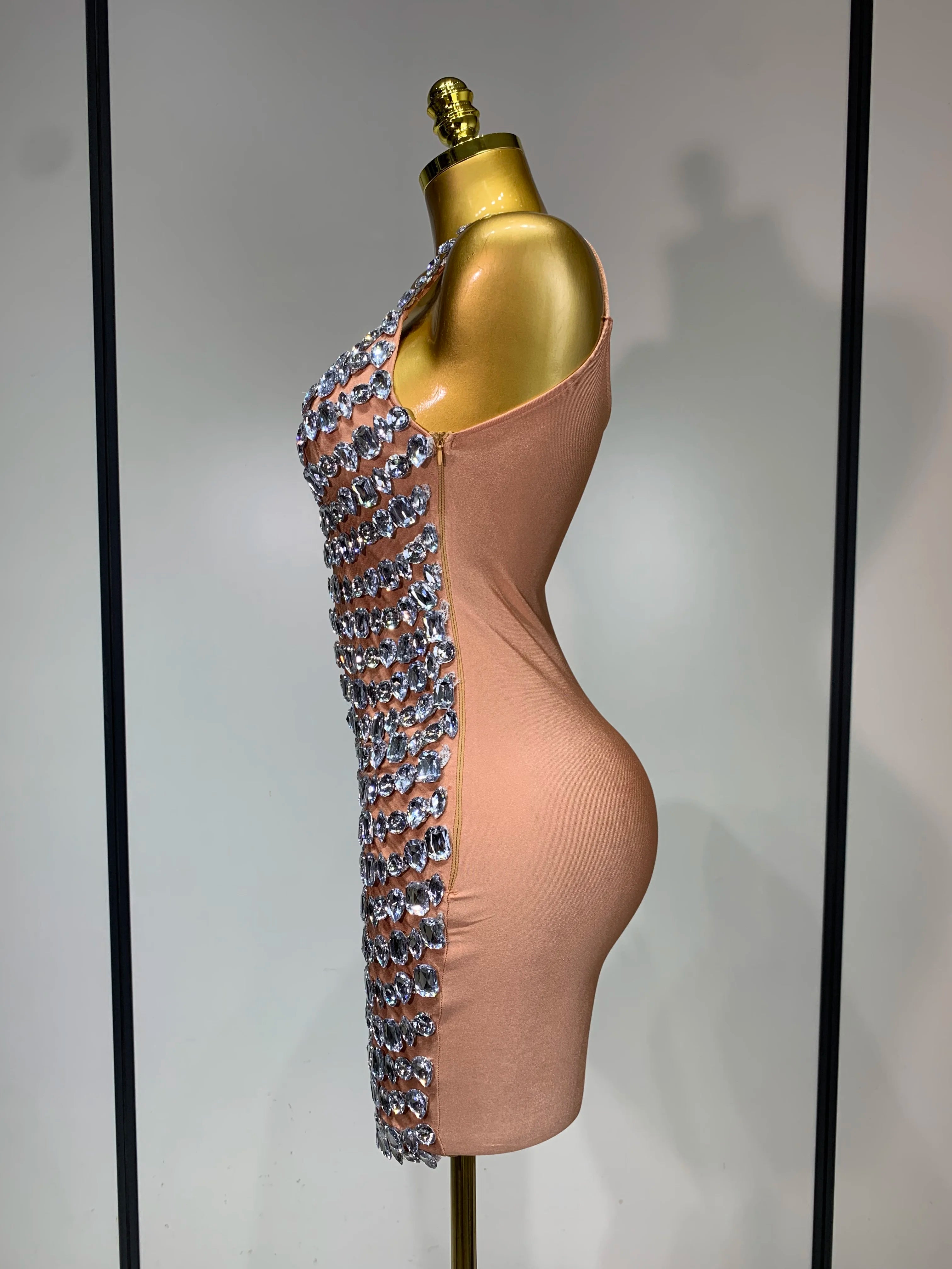 Sexy Sparkly Rhinestones Bodycon Short Dress Women Celebirty Elegant Evening Party Luxury Birthday Gown Photoshoot Stage Costume