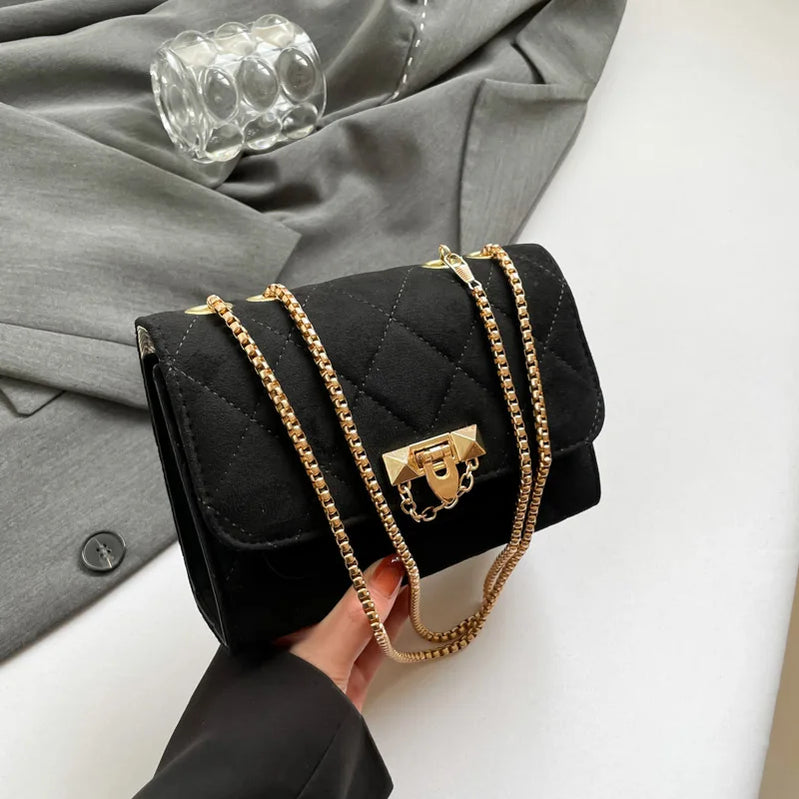 Imitation Suede Women Chain Shoulder Bags Solid Color Flap Bag New Female Small Underarm Bag Fashion Commute Crossbody Bag