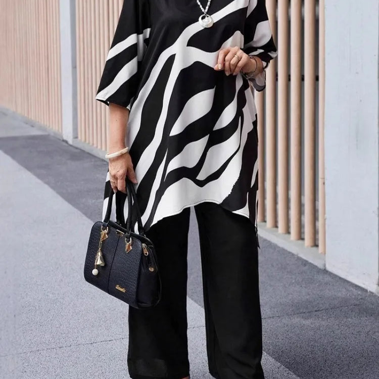 2 Piece Women Sets 2025 New Arrival Plus Size Summer Matching Sets Print Two Pieces Sets Top And Pants Suits Outfits Clothing