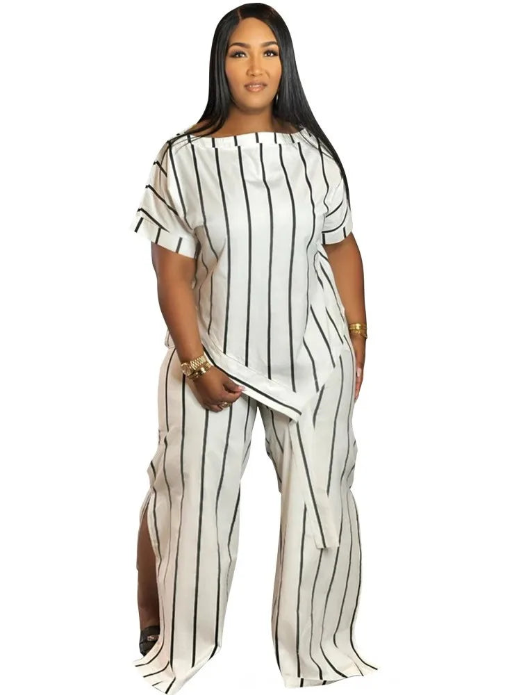 2 Piece Women Sets 2025 New Arrival Plus Size Summer Autumn Matching Sets Print Two Pieces Sets Top Pants Suits Outfits Clothing