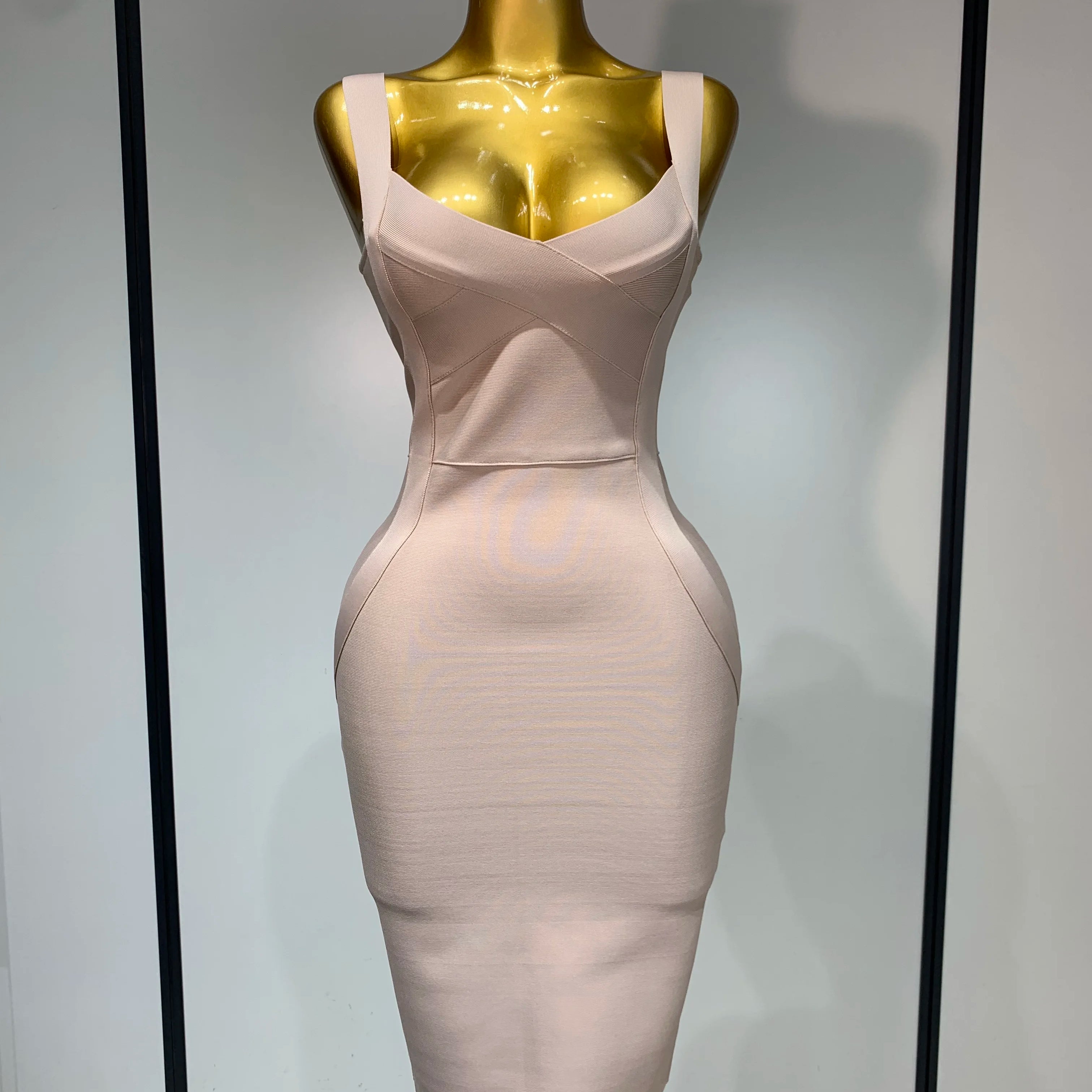 Women Sexy High Quality Celebrity Elegant Blue Bodycon Stretch Bandage Dress Nightclub Party Dress Luxury Birthday Vestidos