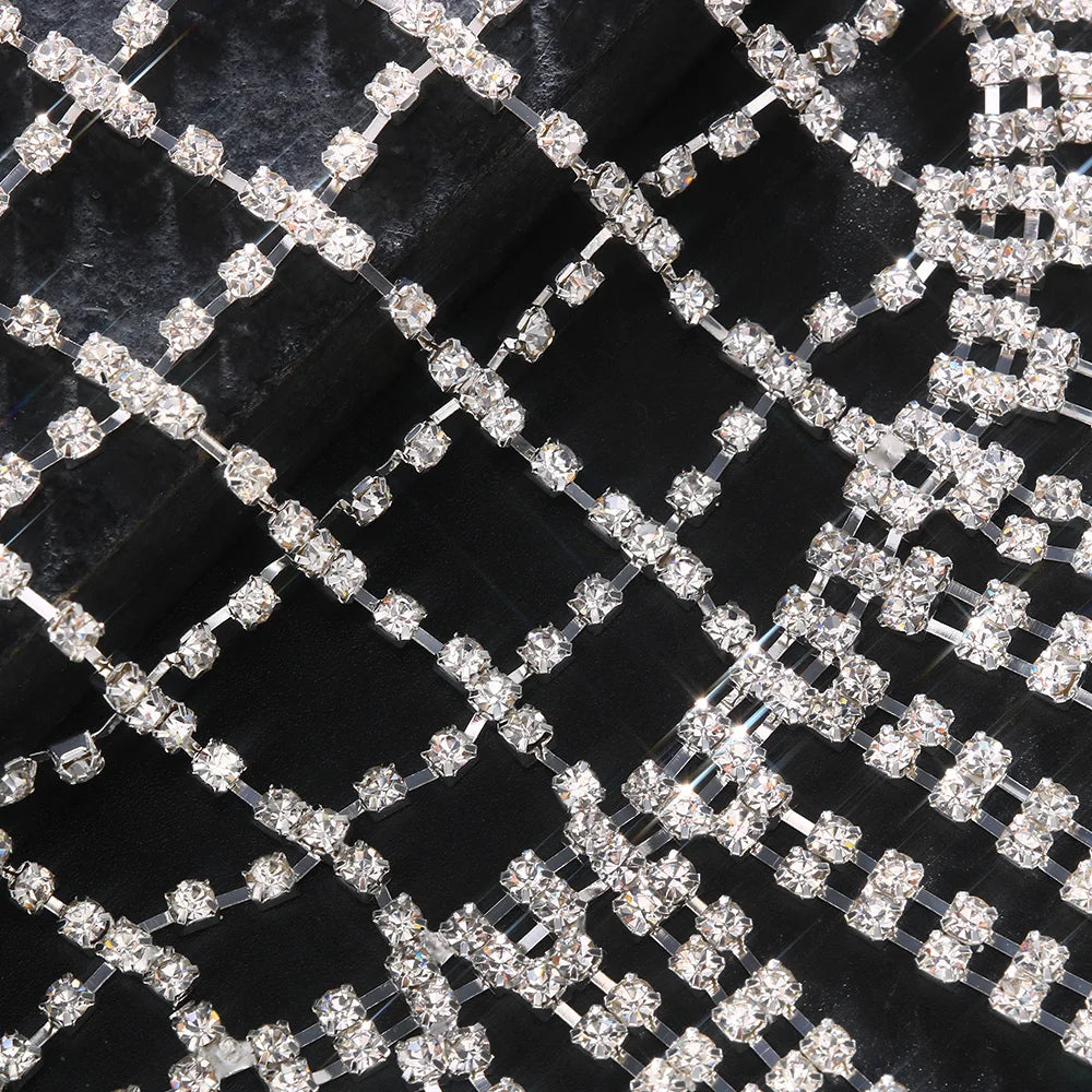 Sexy Stage Costume Rhinestone Chain Wig Headpiece Head Ornament for Women Nightclub Crystal Forehead Headband Hat Cap Jewelry