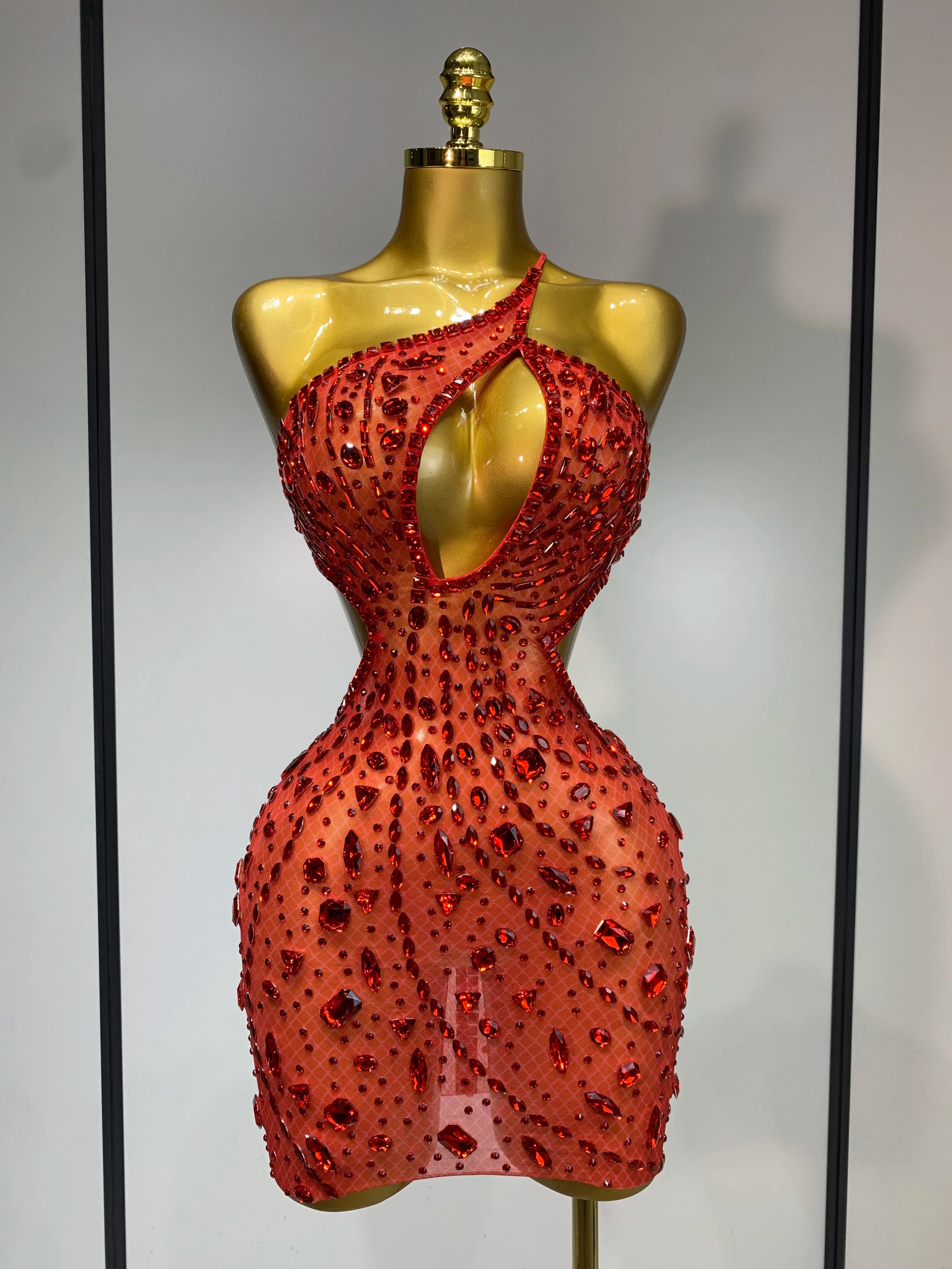 Women 2025 Sexy Backless See Through Sparkly Diamond Evening Prom Gown Luxury Birthday Celebrate Stage Nightclub Hotwife Outfit