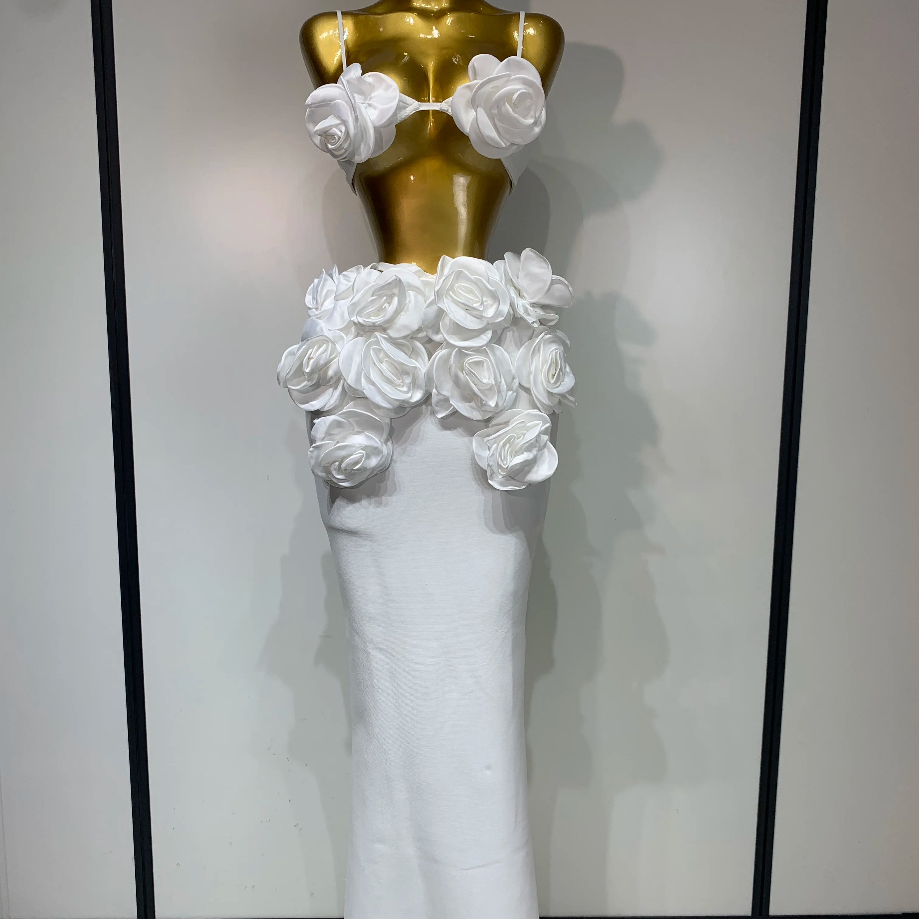 Women Sexy Camisole Floral Bandage Long Skirts 2-Piece Set 2025 Celebrity Elegant Party Cocktail Prom Gown Nightclub Outfit