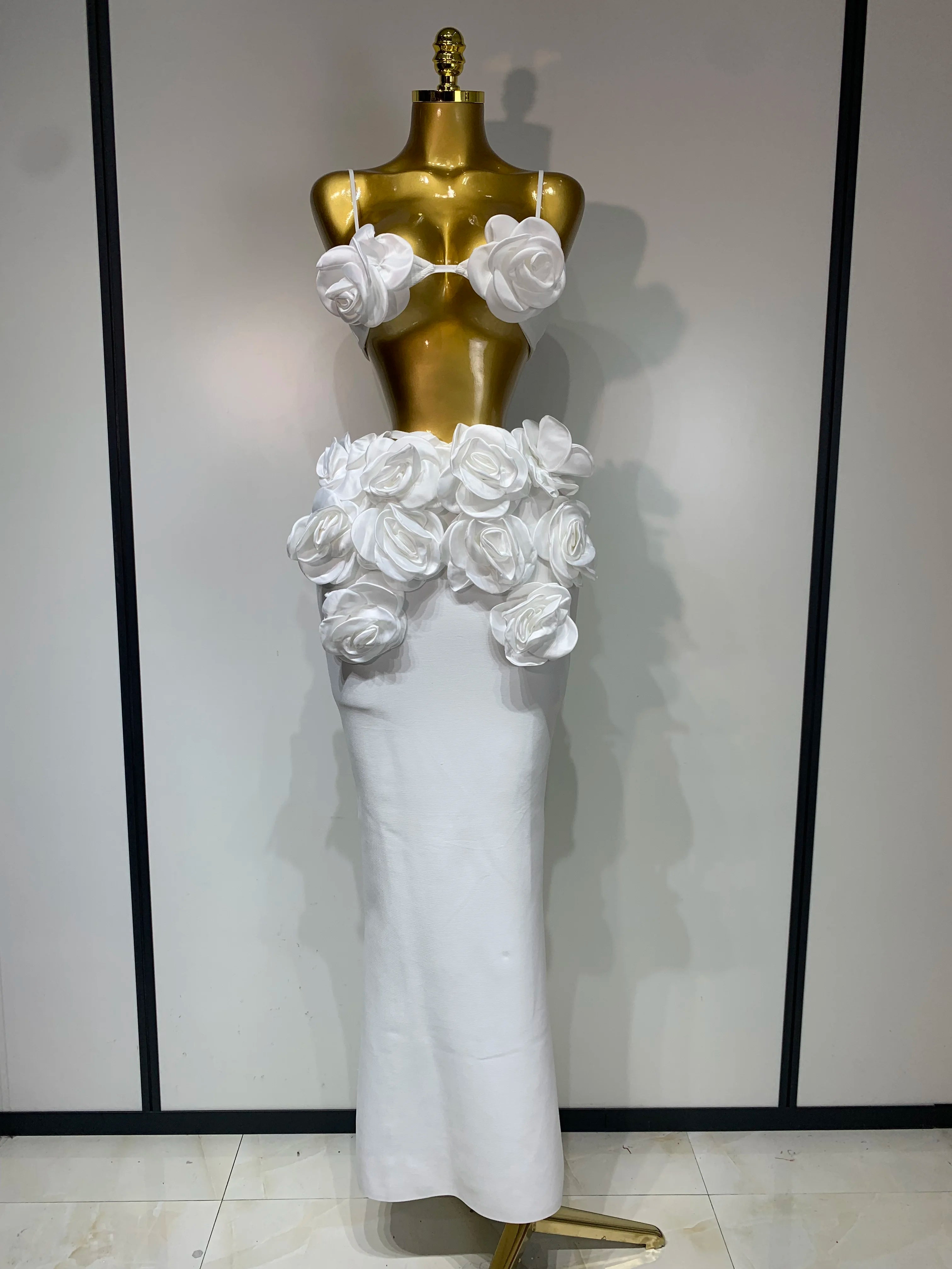 Women Sexy Camisole Floral Bandage Long Skirts 2-Piece Set 2025 Celebrity Elegant Party Cocktail Prom Gown Nightclub Outfit